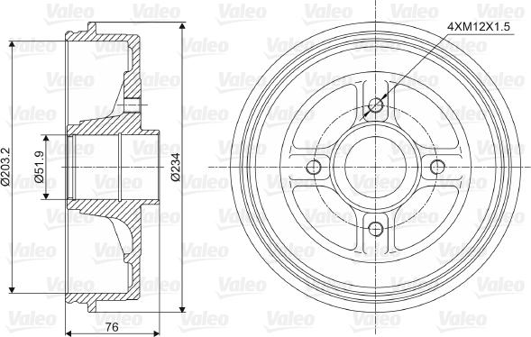 VALEO 237008 - Тормозной барабан abcparts.ee