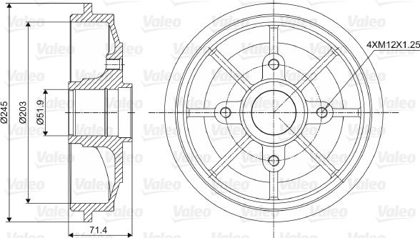 Valeo 237016 - Тормозной барабан abcparts.ee