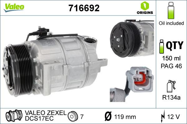 VALEO 716692 - Компрессор кондиционера abcparts.ee