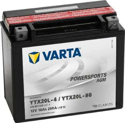 Varta 518901026A514 - Стартерная аккумуляторная батарея, АКБ abcparts.ee