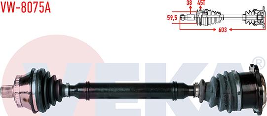 Veka VW-8075A - Приводной вал abcparts.ee