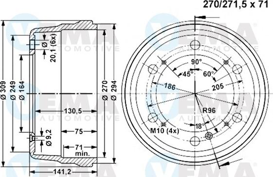 VEMA 800855 - Тормозной барабан abcparts.ee