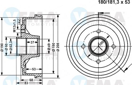 VEMA 800833 - Тормозной барабан abcparts.ee