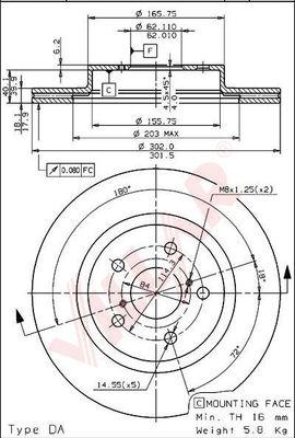 Villar 628.1594 - Тормозной диск abcparts.ee