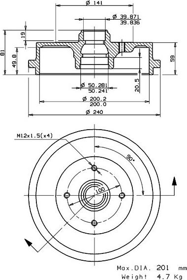 Villar 627.0072 - Тормозной барабан abcparts.ee