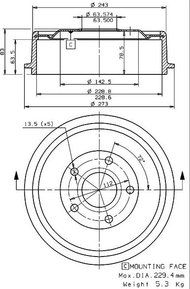Villar 627.0199 - Тормозной барабан abcparts.ee