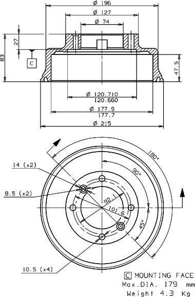 Villar 627.0154 - Тормозной барабан abcparts.ee