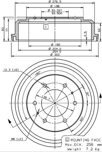 Villar 627.0100 - Тормозной барабан abcparts.ee