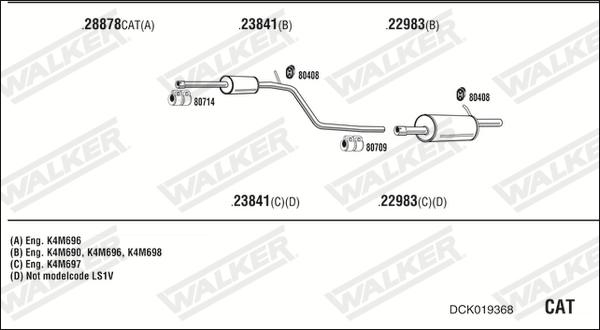 Walker DCK019368 - Система выпуска ОГ abcparts.ee