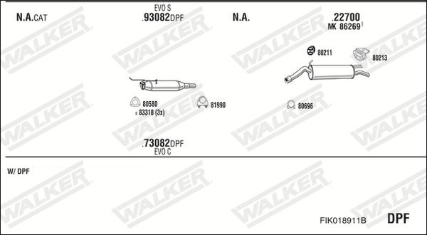 Walker FIK018911B - Система выпуска ОГ abcparts.ee