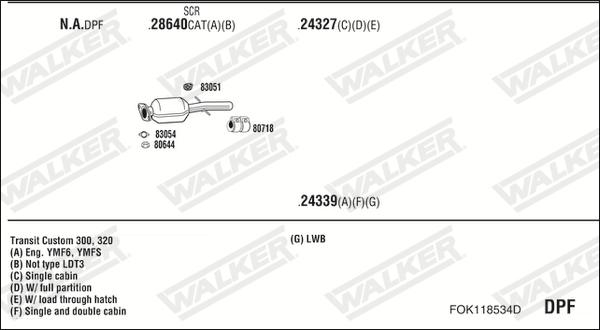Walker FOK118534D - Система выпуска ОГ abcparts.ee