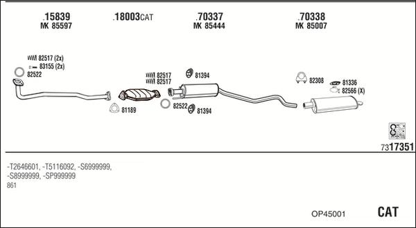 Walker OP45001 - Система выпуска ОГ abcparts.ee