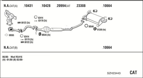 Walker SZH23443 - Система выпуска ОГ abcparts.ee