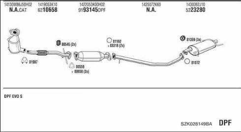 Walker SZK028149BA - Система выпуска ОГ abcparts.ee