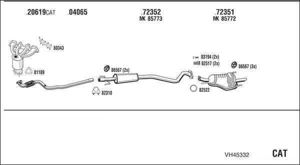Walker VH45332 - Система выпуска ОГ abcparts.ee