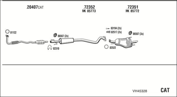 Walker VH45328 - Система выпуска ОГ abcparts.ee