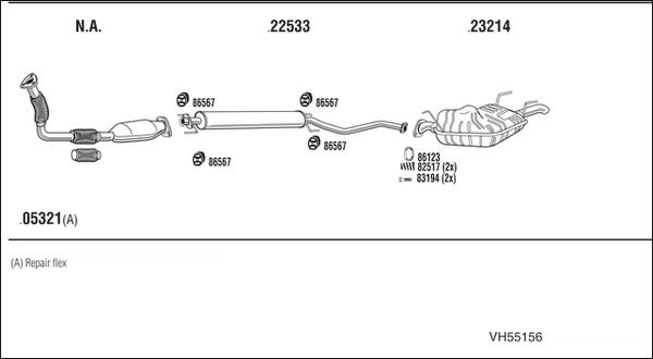 Walker VH55156 - Система выпуска ОГ abcparts.ee