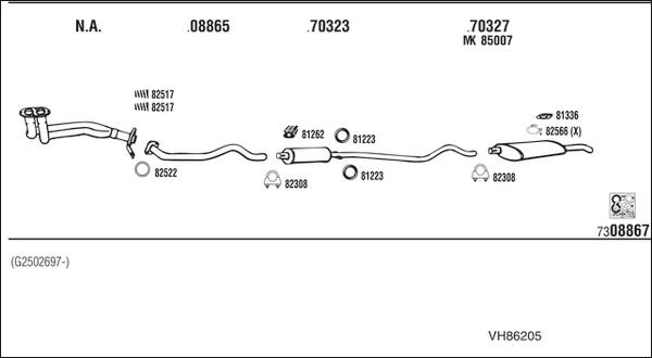 Walker VH86205 - Система выпуска ОГ abcparts.ee