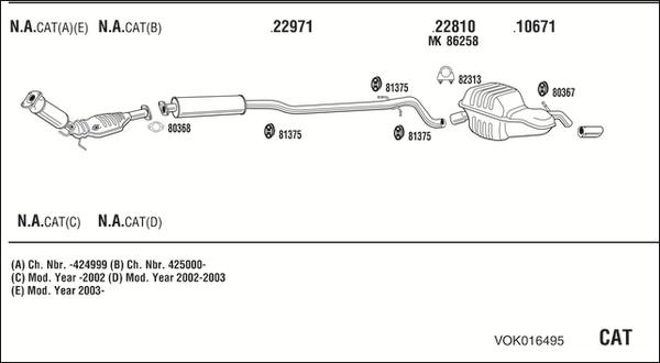 Walker VOK016495 - Система выпуска ОГ abcparts.ee