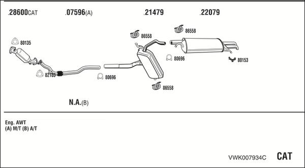 Walker VWK007934C - Система выпуска ОГ abcparts.ee