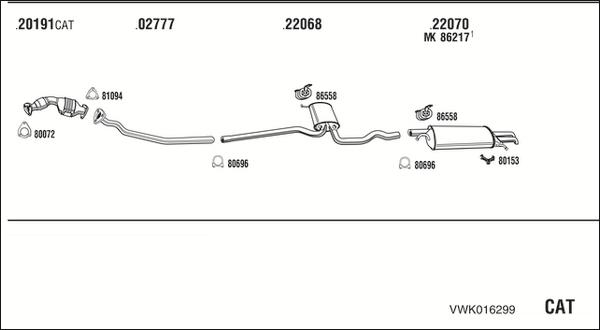 Walker VWK016299 - Система выпуска ОГ abcparts.ee