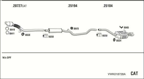 Walker VWK018728A - Система выпуска ОГ abcparts.ee