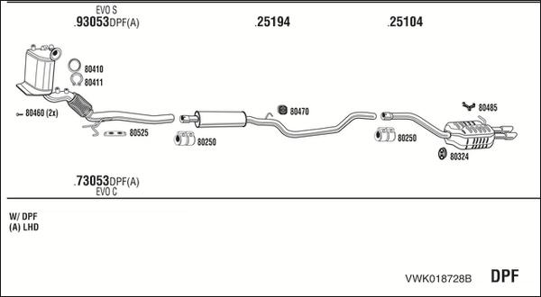 Walker VWK018728B - Система выпуска ОГ abcparts.ee