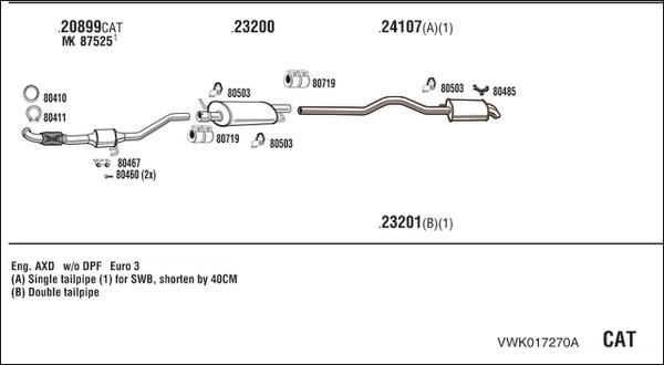Walker VWK017270A - Система выпуска ОГ abcparts.ee