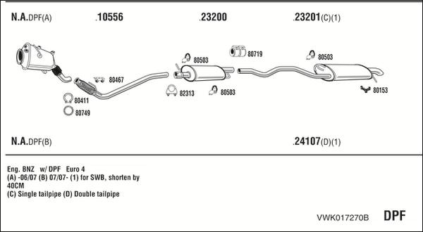 Walker VWK017270B - Система выпуска ОГ abcparts.ee