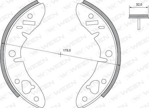 Ween 152-2166 - Комплект тормозных колодок, барабанные abcparts.ee