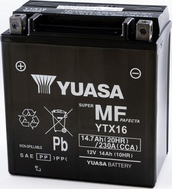 Yuasa YTX16 - Стартерная аккумуляторная батарея, АКБ abcparts.ee