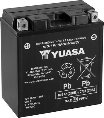 Yuasa YTX20CH-BS - Стартерная аккумуляторная батарея, АКБ abcparts.ee