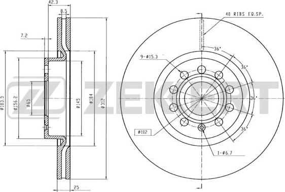 Zekkert BS-5016B - Тормозной диск abcparts.ee