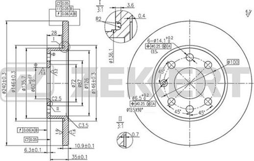 Zekkert BS-5355 - Тормозной диск abcparts.ee