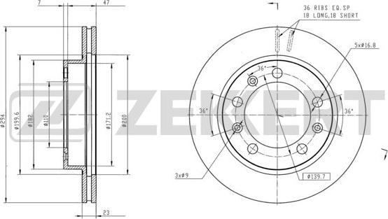 Zekkert BS-6182 - Тормозной диск abcparts.ee