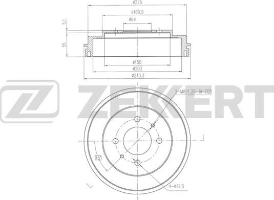Zekkert BS-6354 - Тормозной барабан abcparts.ee
