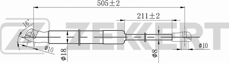 Zekkert GF-2569 - Газовая пружина, упор abcparts.ee