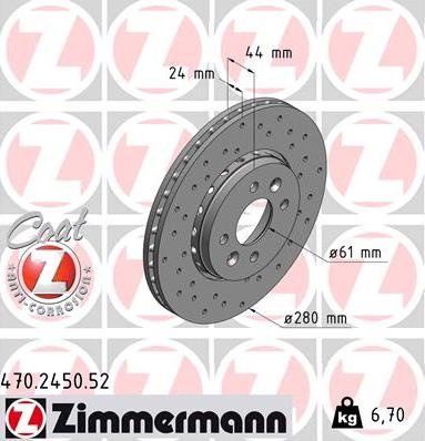 Zimmermann 470.2450.52 - Тормозной диск abcparts.ee