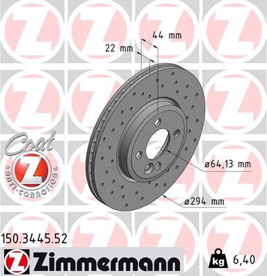 Zimmermann 150.3445.52 - Тормозной диск abcparts.ee
