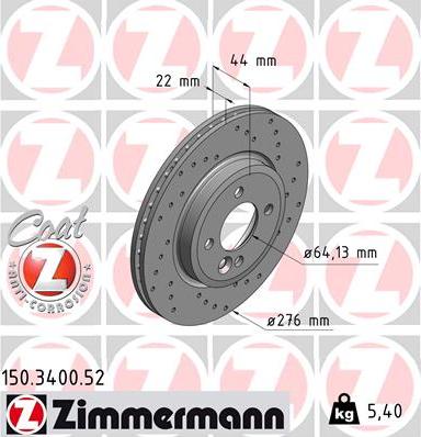 Zimmermann 150.3400.52 - Тормозной диск abcparts.ee