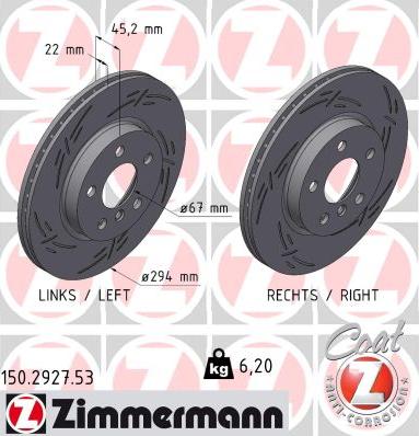 Zimmermann 150.2927.53 - Тормозной диск abcparts.ee