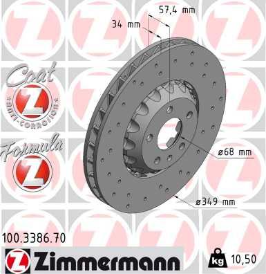 Zimmermann 100.3386.70 - Тормозной диск abcparts.ee