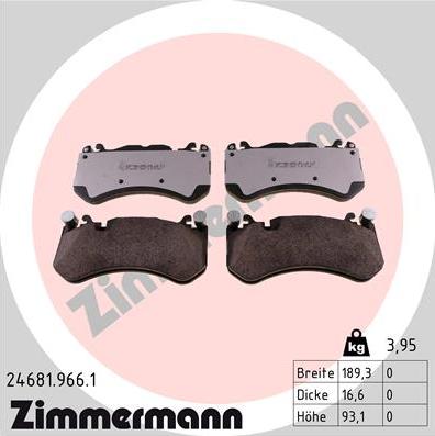 Zimmermann 24681.966.1 - Тормозные колодки, дисковые, комплект abcparts.ee