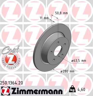 Zimmermann 250.1364.20 - Тормозной диск abcparts.ee