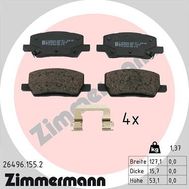 Zimmermann 26496.155.2 - Тормозные колодки, дисковые, комплект abcparts.ee