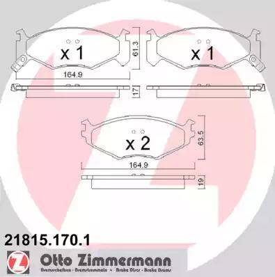 Zimmermann 21815.170.1 - Тормозные колодки, дисковые, комплект abcparts.ee