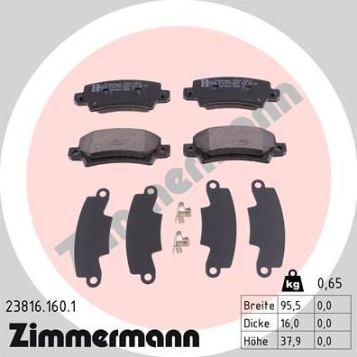 Zimmermann 23816.160.1 - Тормозные колодки, дисковые, комплект abcparts.ee