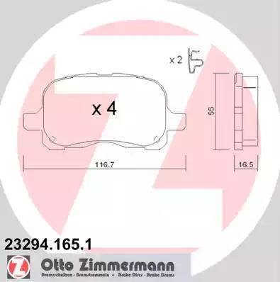 Zimmermann 23294.165.1 - Тормозные колодки, дисковые, комплект abcparts.ee