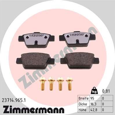 Zimmermann 23714.965.1 - Тормозные колодки, дисковые, комплект abcparts.ee