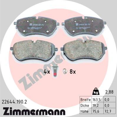 Zimmermann 22644.190.2 - Тормозные колодки, дисковые, комплект abcparts.ee